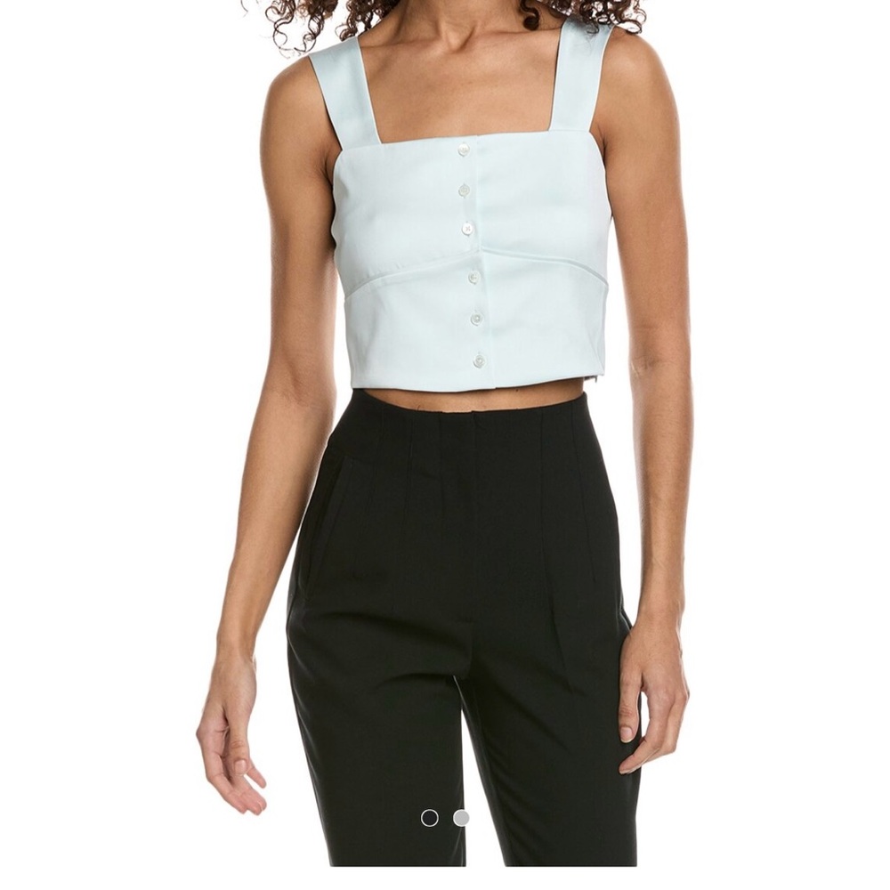 Kooples Women's Light Green Square Neck Crop Top